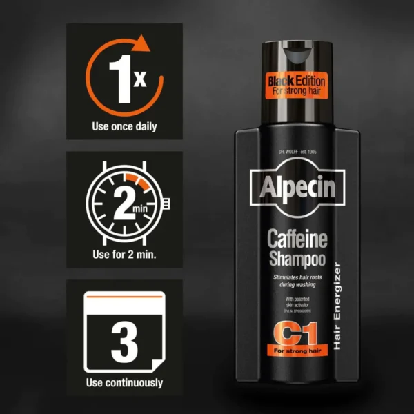 شامپو ضد ریزش Black Edition C1 آلپسین  حجم 250 میلی لیتر